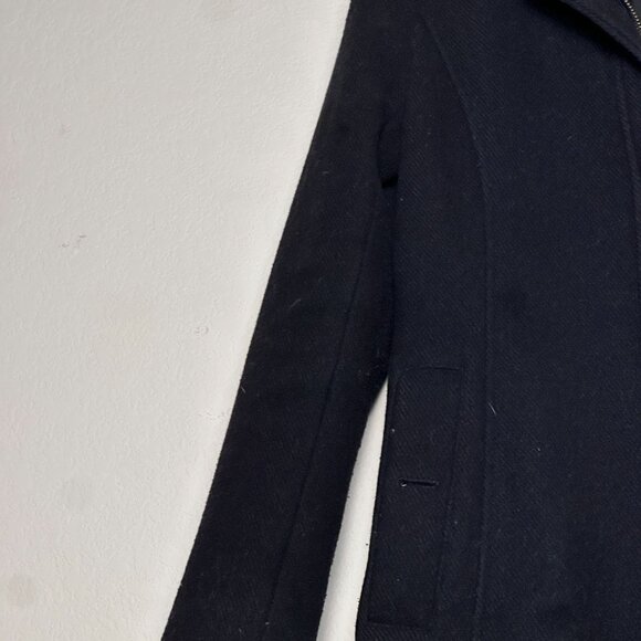 Michael Kors Wool Blend Coat Jacket Women 2P Black Full Zip Outerwear Fall Gold - Picture 13 of 16